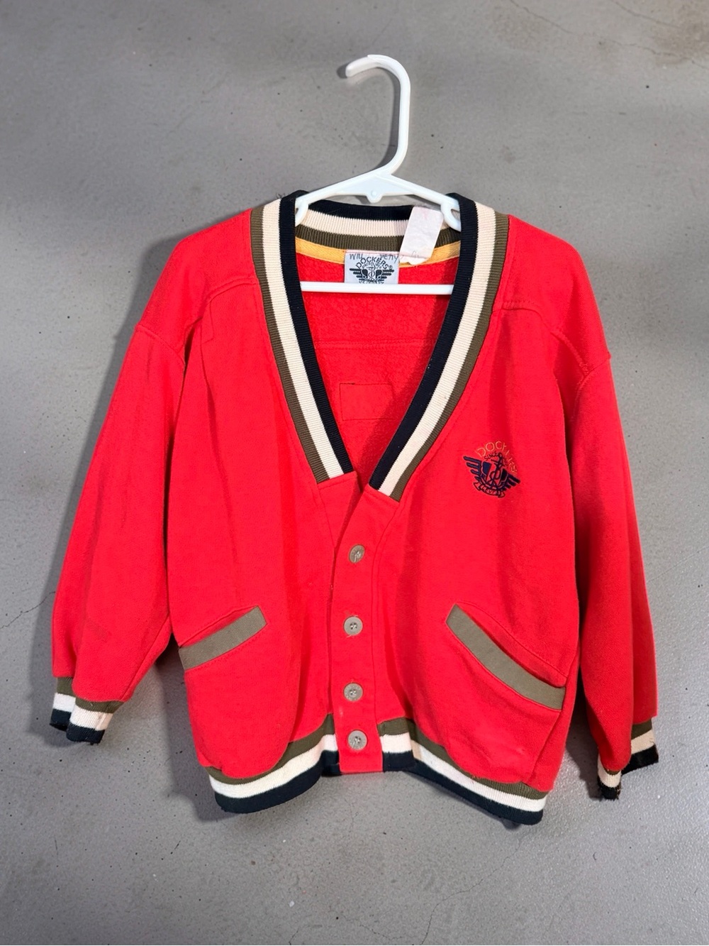 Vintage Dockers Red Varsity Cardigan Sweater Kids Size 7